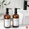 GMISUN Amber Glass Soap Dispenser, 2 Pack Bathroom Hand Soap Dispenser with Stainless Steel Pump, 16 Oz Kitchen Hand and Dish Soap Dispenser Set, Modern Vintage Liquid Brown Soap Dispensers Bottle