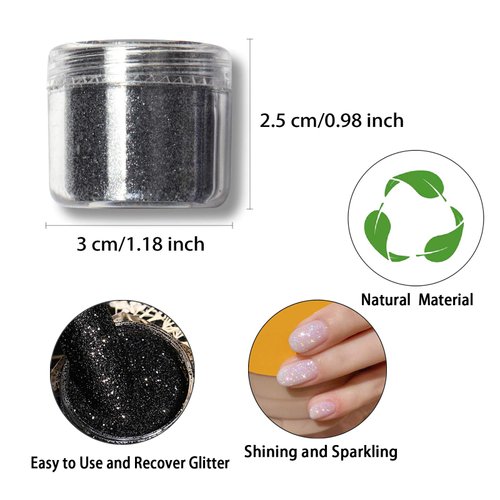 Allstarry 6 Colors Nail Glitter Powder Holographic White Black Nail Shining Sugar Effect Glitter Colorful Cosmetic Festival Powder DIY Nail Art Decoration for Manicure, DIY Crafts