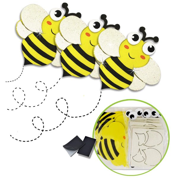 Bee Stickers - Bees for Crafts 12 Bumble Bee Craft Sticker Activity Spring Craft Kits for Kids Summer Activities for Kids Bug Stickers for Kids Bumble Bees for Crafts Spring Foam Stickers Bee Magnets