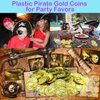 TESEGOO Plastic Pirate Gold Coins 100 Pieces St. Patrick’s Day Pirate Gold Coins, Fake Gold Treasure Coins for St. Patrick’s Day Decorations, Pirate Themed Party Treasure Hunt, Novelty Party Favor
