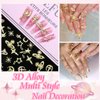 RODAKY 128PCS Gold 3D Star Cross Nail Charms Pink Saturn Planet Nail Art Charms with Crystal Rhinestone Nail Art Decoration Y2K Nail Gems Jewels Accessories for Nail Art Supplies Manicure Craft DIY