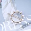 Vacaonio Boho Pearl Circle Hair Clip Barrette Open Circle Hair Barrette Pin Gold Pearl Side Clips Headwear Circle Pearl Barrette Geometric Hairclip Decorative Hair Accessories for Women and Girls