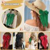 Hair Bows for Women Girls Silky Satin Big Bows Hair Barrettes Oversized Hair Accessories Long Tail Hair Ribbons -3Pcs -Black Red Green