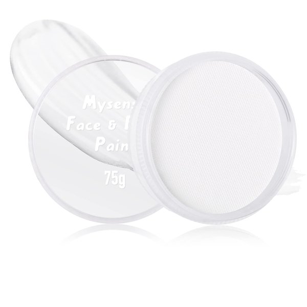 Mysense 75g Clown White Face Body Paint Makeup,High Capacity Water Activated Painting for Adults Children Skeleton Skull Day of the Dead Cosplay SFX Costumes Festivals Halloween,75g