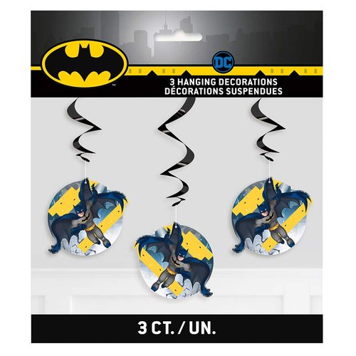 Batman Hanging Swirl Decorations - 26" (Pack of 3) - Multicolor Foil & Paper Decorations, Perfect for Kids Birthday Parties & Themed Events