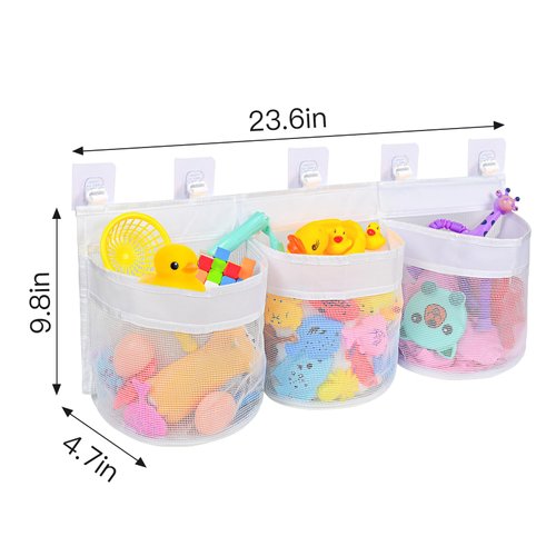 HUIQIFEI Bathroom Bath Toy Storage for Bathtub, Baby Bath Tub Toys Holder, Kids Mesh Shower Organizer Basket