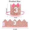 SuPoo 3rd Birthday Decorations for Girl Sprinkle 3rd Birthday Hat Headband Glitter Birthday Crown for Girls Princess Tiara with Elastic Band 3 Year Old Happy Birthday Party Cap Decorations Supplies