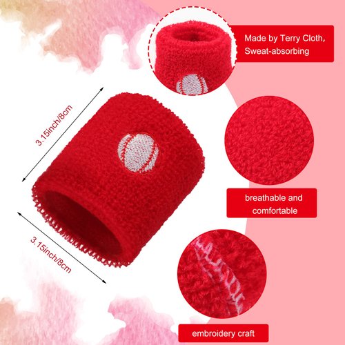 36 Pieces Sports Party Favors Sports Wristbands Kids Sports Themed Birthday Party Supplies Wrist Sweat Bands Colored Wristbands in 6 Colors and 4 Designs for Kids Sport Party Birthday Party Supplies