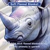 ALIFAFA Rhino Blanket, Cute Rhinoceros Throw Blanket, Rhino Gifts for Kids, Gifts for Rhino Lovers, Soft Plush Rhino Fleece Blanket, Rhino Themed Birthday, 50"x40"
