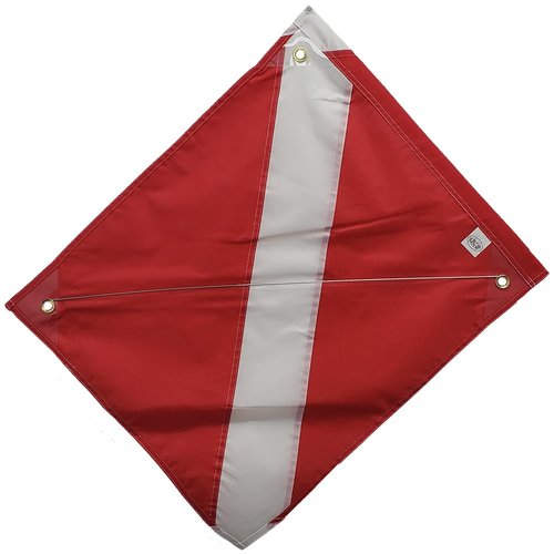 Nylon Dive Float Flag with Brass Grommets & Steel Spring Wire Stiffener, 14inch x 18inch