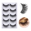 3D False Eyelashes, 3D Faux Mink Fake Eyelashes Handmade Dramatic Thick Crossed Cluster False Eyelashes Black Nature Fluffy Long Soft Reusable,Style 1 (5 Pairs)