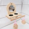 Joyeee Bird Mirror for Cage, with2 Pcs Stainless Steel Bird Feeding & Watering Cup, Bird Perch and Bird Training Toys Small Rattan Balls for Budgies, Parakeets, Lovebirds and Finch Canaries Cage