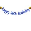 SUNbetterland Blue glitter Happy 26th Birthday Banner, Pre-Strung,Boy's Man's 10th Birthday Party Decorations Supplies, Happy 26th Birthday