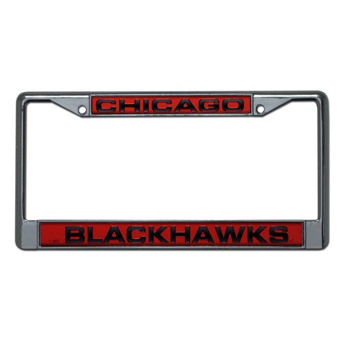 Rico Industries NHL Chicago Blackhawks Laser Cut Inlaid Standard Chrome License Plate Frame