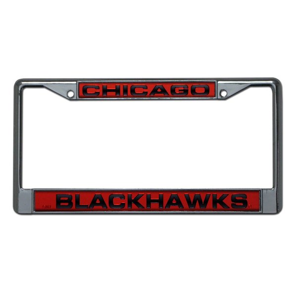 Rico Industries NHL Chicago Blackhawks Laser Cut Inlaid Standard Chrome License Plate Frame