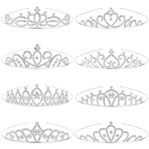 8 Pack Princess Crown Rhinestone Tiara Silver Tiaras for Women Bulk Silver Crowns for Women Birthday Christmas Party Bridal Wedding Prom