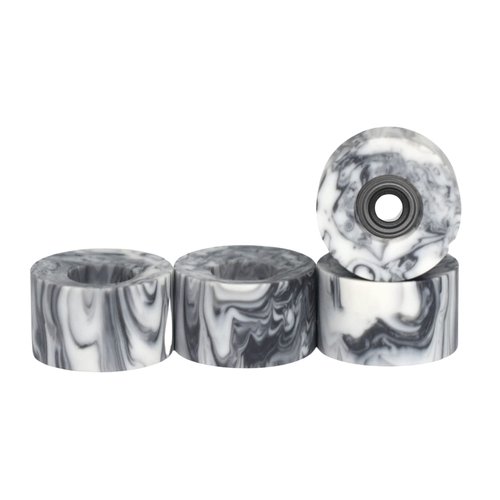 Teak Tuning Apex 71D Urethane Fingerboard Wheels - Cruiser Style, Bowl Shaped, 8.7mm Diameter - ABEC-9 Stealth Bearings - Made in The USA - Grey & White Swirl Colorway