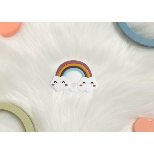 Reece Studio Rainbow Teether, Baby Travel Accessories, BPA Free Silicone Teething Toy, Easy to Hold Stroller Toy, Soothing Gums Infant Toy