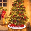 Christmas Tree Skirt Red Xmas Tree Ornaments for White Soft Plush Christmas Tree Mat with Snowy Pattern for Decorations Holiday Party 48 inches