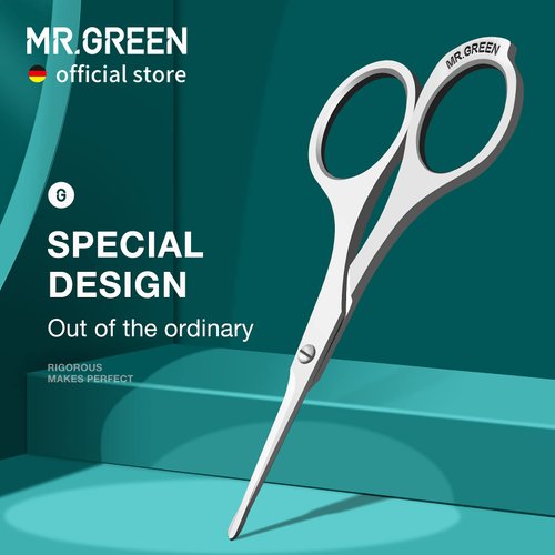 MR.GREEN Mustache Scissors Nose Hair Scissors Beard Trimmer Stainless Steel Ear Facial Hair Removal Tools With Rounded Tips Makeup tools