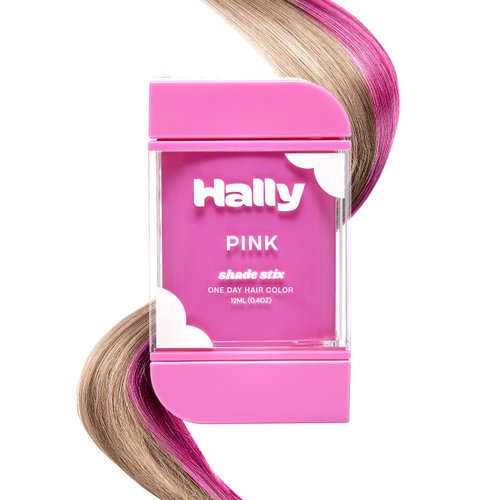 Hally Hair Temporary Hair Color, Shade Stix (Pink) - 12 ml Washable Hair Chalk for Kids, Teens & Adults - One Day Pop of Color for Festivals, Sporting Events & Parties, All Hair Types