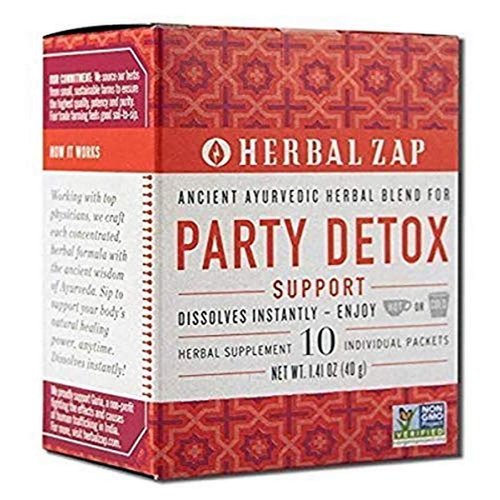 Herbal Zap Party Detox Instantly Dissolving Ayurvedic Herbal Supplement to Soothe, Calm, Restore. 1 Box of 10 Packets