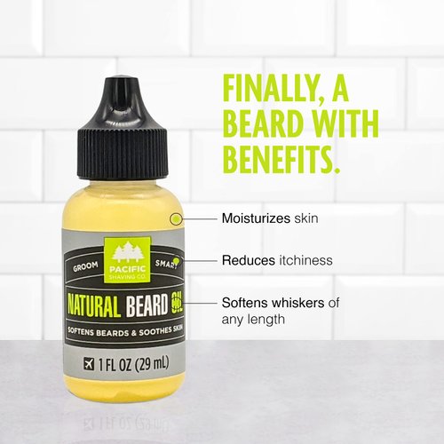 Pacific Shaving Company Natural Beard Oil - Beard Moisturizer & Conditioner for Men - Beard Grooming Oil to Reduce Itchiness & Soothe Skin Under Beard (1 Oz)