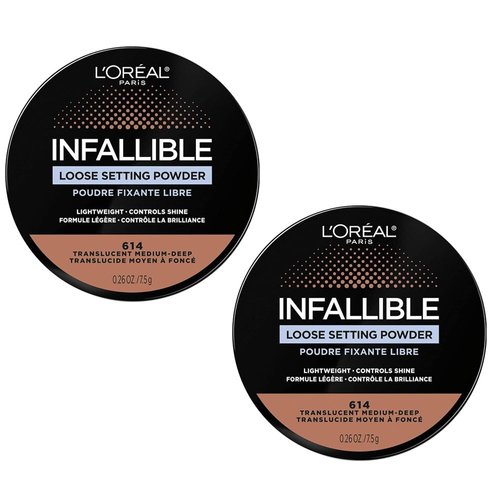 Pack of 2 L'Oreal Paris Tinted Loose Setting Powder, Translucent Medium-Deep 614