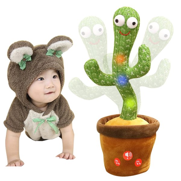 Hongsome Cactus Adjustable Volume Mimicking Toy, Talking Cactus Baby Toy That Repeat What You Say Singing Dancing,Funny Push Toy Gifts for Babies Boys Girls Kids