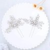 Unicra Rhinestone Bride Wedding Hair Pins Bridal Hair Clips Crystal Hair Piece Decorative Bridesmaids Hair Accessories for Women and Girls Pack of 2 (A-Silver)
