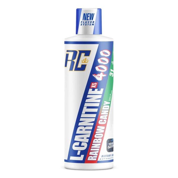 Ronnie Coleman Signature Series L Carnitine XS 4000 Liquid, Stimulant Free, Sugar Free, Zero Carbs, Lean Muscle Strength Support for Men & Women, Amino Acid Supplement, Rainbow Candy Flavor, 16 Oz