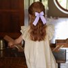 4" Ruffle Ribbon Hair Bow Clips for Girls,Light Purple Silky Satin Bowknot Alligator Barrettes with Long Tail,Cute Handmade Ponytail Holder Accessories for Toddler Teens Kids Women