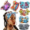 RechicGu 6 Pieces African Turban Headband For Women Ankara Print Bonnet Beanie Cap Pre-Tied Bow Bowknot Headwrap Stretchy Dreadlocks Locs India Yoga Workout Hair Bandana