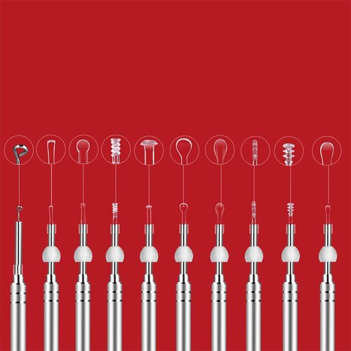 Jiusion 9PCS Earpick Spoon, Accessories for 3.5mm Diameter Otoscope - Metal Ear Spoon, Spiral Ear Pick for Adults Children