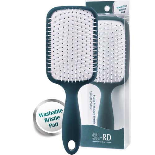 SH-RD Detangle Paddle Brush | Hairbrush w/Vented Air Cushion & Soft Bristles | Gentle Scalp Massager & Pain-Free Detangling | Ideal for Men, Women, All Hair Types