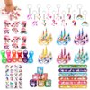 TigerTwinkle Unicorn Party Favors Supplies for Kids Birthday Gift Bags Including Slap Bracelets Mask Rings Keychains Stamps Tattoos Stickers (Unicorn A, Count, 1)
