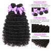 3 Bundles Deep Wave Virgin Human Hair with Lace Frontal Unprocessed Human Hair Extensions Natural Black Color (10 12 14+10)