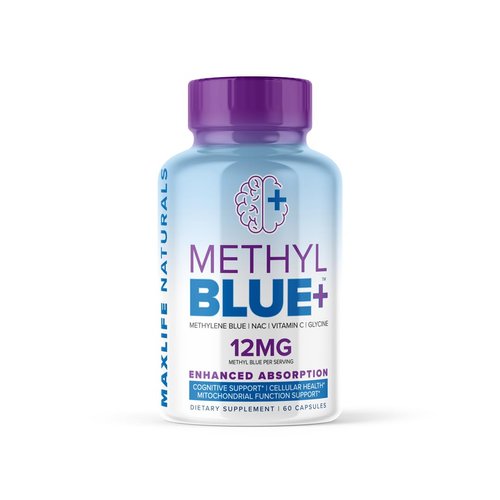 Pure Methylene Blue Capsules Pharmaceutical Grade 12mg - 60 Capsules, High-Purity Antioxidant Ultimate Methylene Blue Supplement Capsules with Vitamin C Ester, & NAC Glycine for Mental Clarity