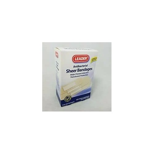 Leader Sheer Bandages, Packs ofFirst Aid Antiseptic, Translucent Protection, Helps Prevent Infection, Protection for First Aid and Wound Care, Compare to Band-Aid, Assorted Sizes, 240 ct.