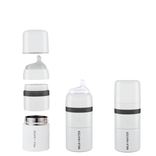 MILK & WATER All in One Baby Bottle & Baby Formula Dispenser On The Go, 5oz - Keeps Water Warm & Formula Fresh - Baby Formula Mixing Bottle with Anti Colic Nipple - Leak-Proof - 3+ Months (White)