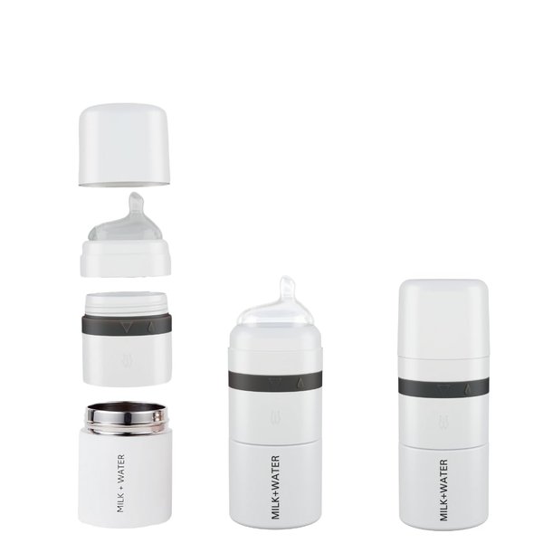 MILK & WATER All in One Baby Bottle & Baby Formula Dispenser On The Go, 5oz - Keeps Water Warm & Formula Fresh - Baby Formula Mixing Bottle with Anti Colic Nipple - Leak-Proof - 3+ Months (White)