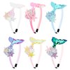 YARIEW 6 Pcs Mermaid Tail Headbands for Girls - Glitter Sequins Starfish Hair Accessories for Mermaid Party Decorations and Gifts (Set 2)