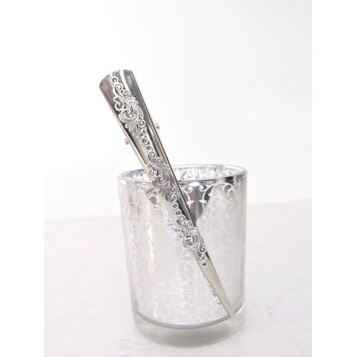 Generic Silver tone metal filigree alligator hair claw clip clamp (Length: 5), 1 Count (Pack of 1)