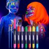 Creamify 7 Pcs Glow in the Dark Face Paint, Black Light Neon Face & Body Paint, Halloween Masquerade Makeup Sticks, Fluorescent Crayons Kit for Kids & Adults