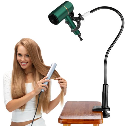 Hair Dryer Stand Holder, Dog Grooming Station with Hands-Free Dryer Arm, Adjustable Hose Tube Holder with Clamp.(Black)