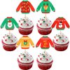 36 PCS Ugly Sweater Cupcake Toppers Merry Christmas Cupcake Picks Ugly Sweater Party Decorations for Christmas Ugly Sweater Theme Xmas Holiday Baby Shower Birthday Party Cake Decorations Supplies