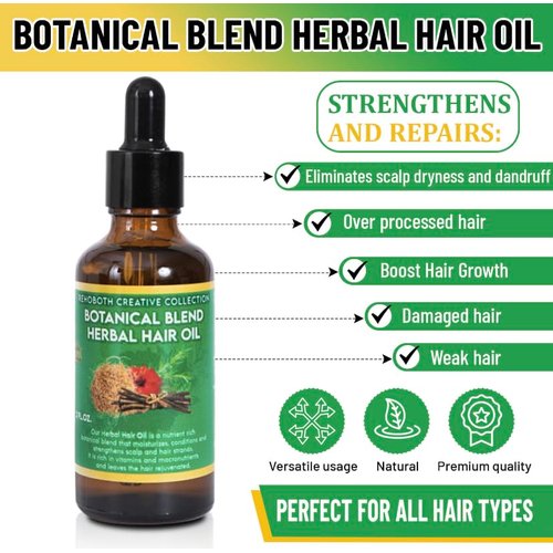 Rehoboth Creative Collection Botanical Blend Herbal Hair Oil for Dry Hair & Scalp, Promotes Strong Hair Strands, Enhances Scalp Hydration - Makes Hair Shinier & Softer