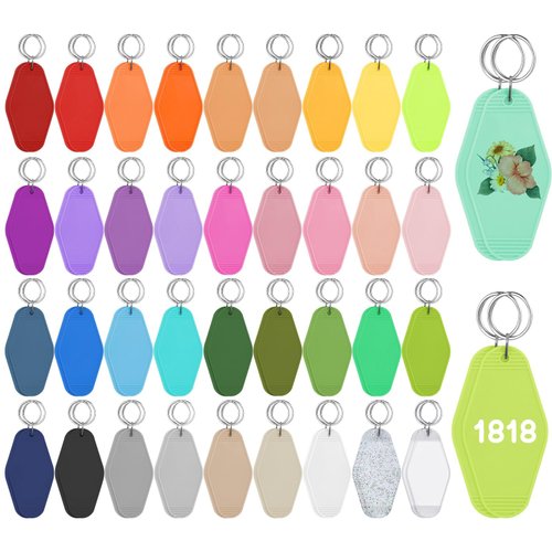Guiqulai 76 Pcs Motel Keychain,Blank Heat Transfer Hotel Keychain,Vintage Rhombus Key Tags,Heat Transfer Key Label for DIY Ornament Crafts Luggage Tag