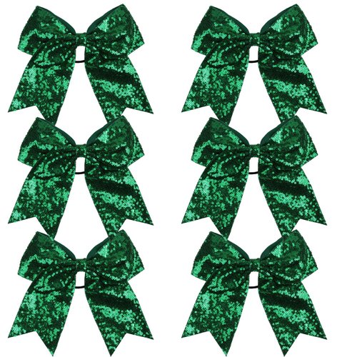 Metallic Sequin and Holographic 8 Inch Cheer Bow Cheerleader Cheerleading Jumbo Cheer Bow Hair Ti...