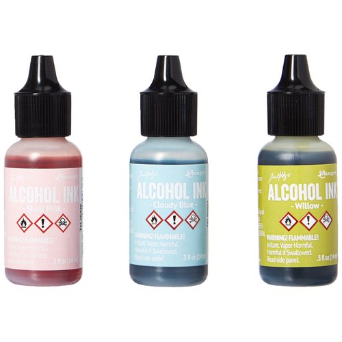 Ranger Tim Holtz Alcohol Ink .5oz 3/Pkg, Countryside-Shell Pnk/Willow/Cloudy Blue